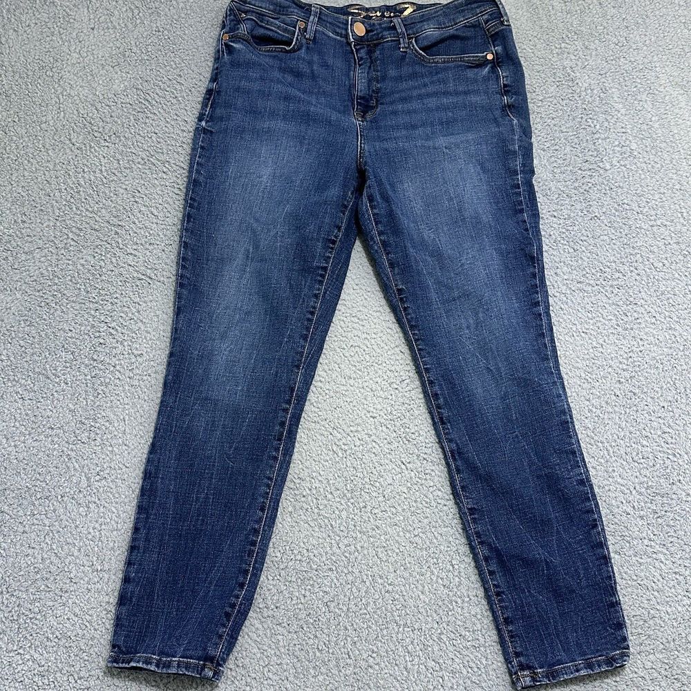 Seven7 Metro Ultra High Rise Skinny Jeans Womens Sz 12 Stretch Dark Blue Wash